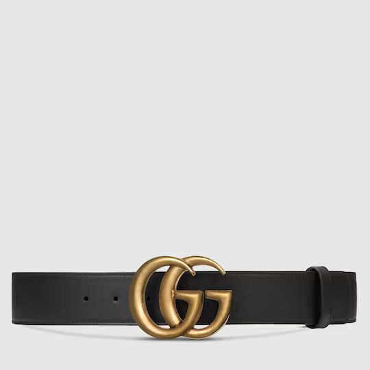 Leather belt with double G buckle | Gucci (EU)