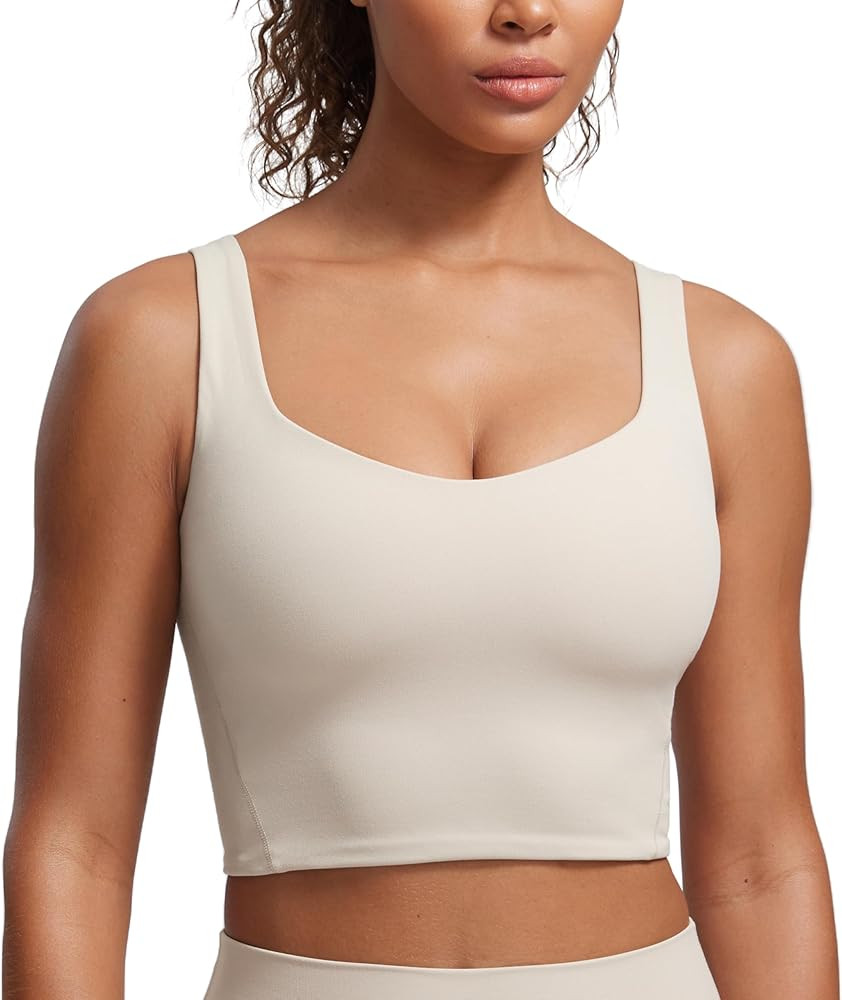 CRZ YOGA Softness Mold Butterluxe Longline Sports Bras for Women - Molded Cup V Neck Yoga Clothes... | Amazon (US)