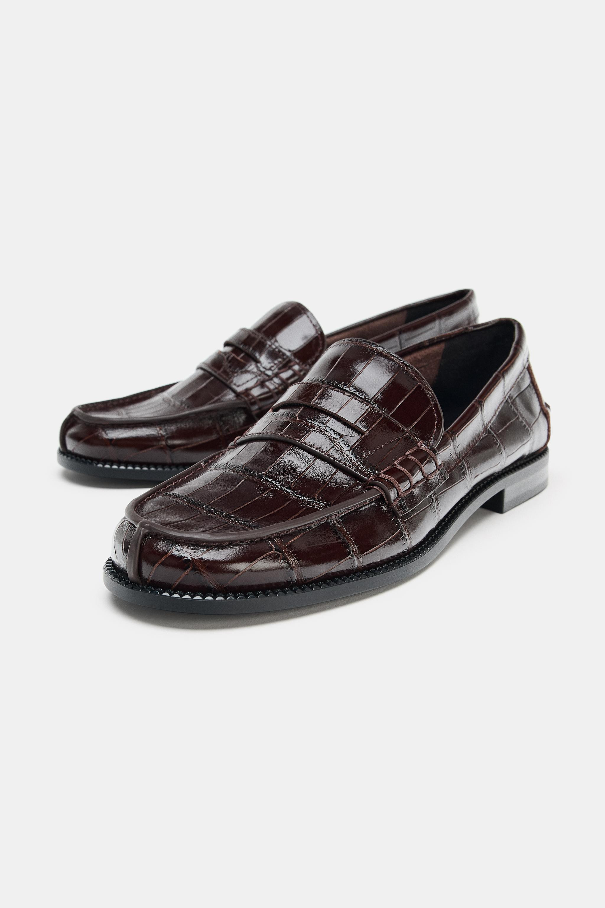 EMBOSSED LEATHER LOAFERS | Zara UK