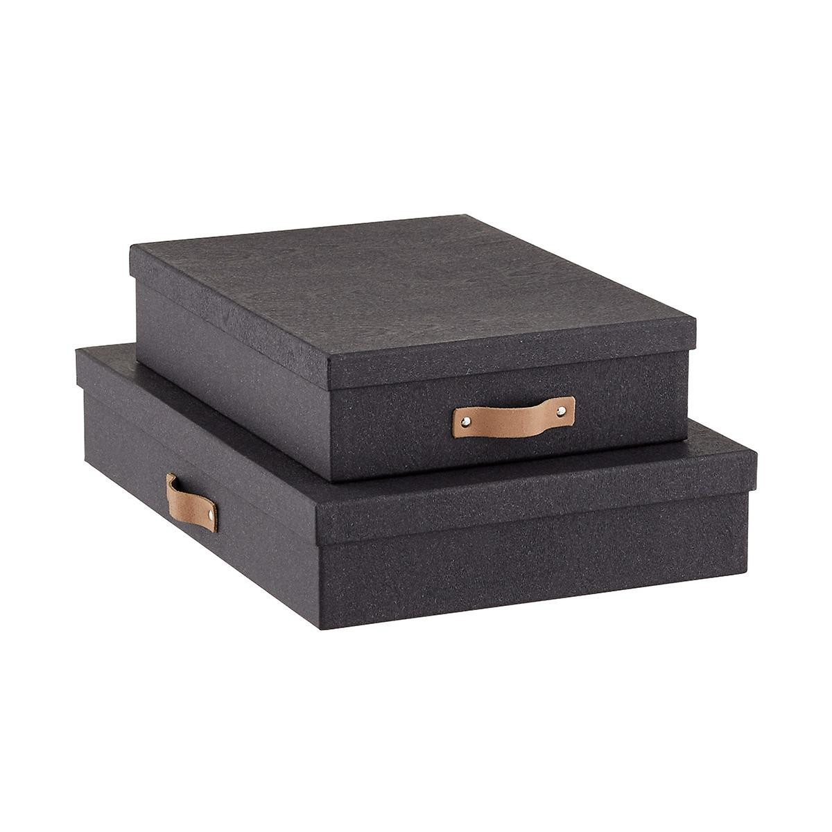 Bigso Black Woodgrain Office Storage Boxes | The Container Store