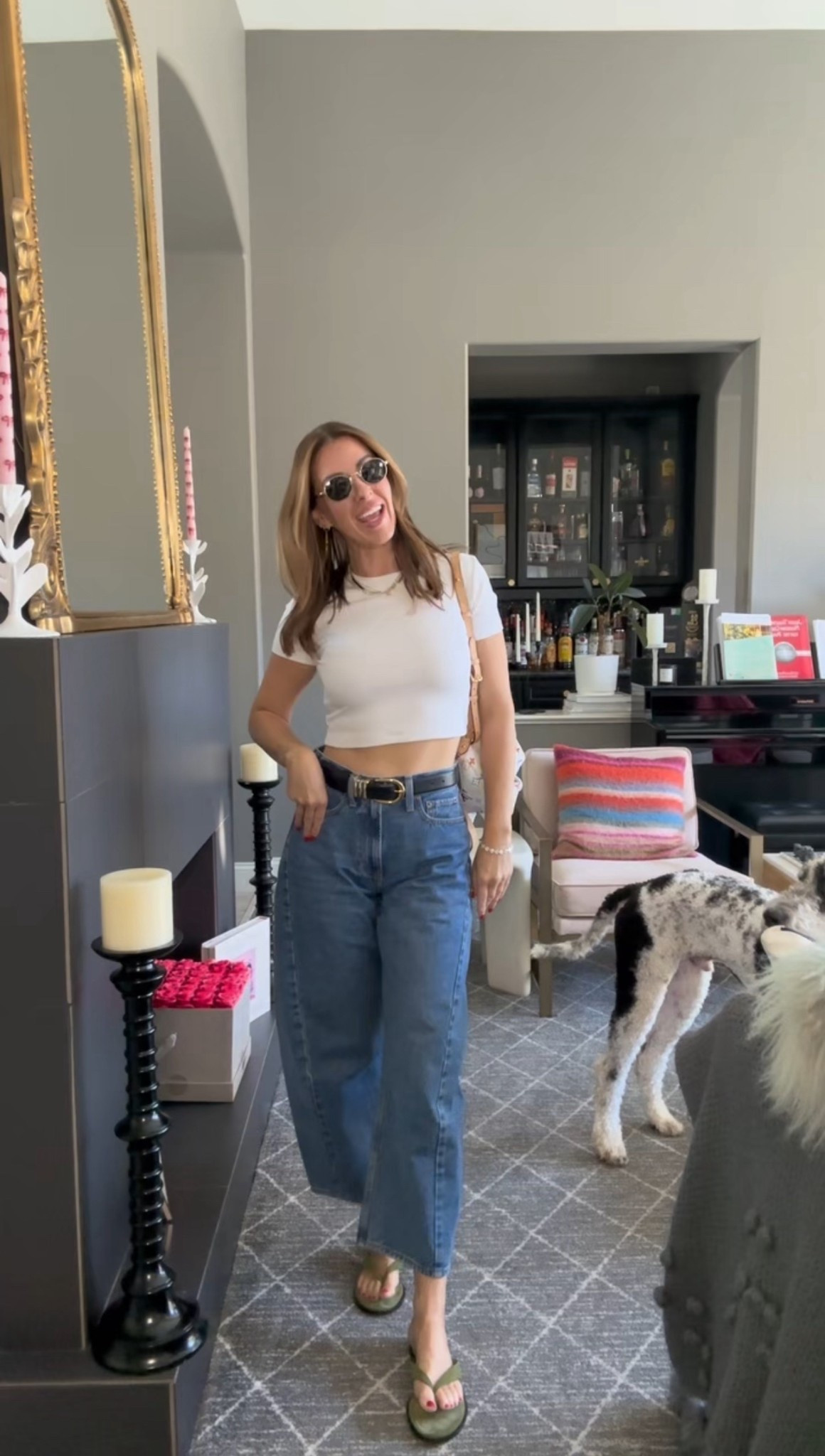 Casual summer outfit that’s easily put together. 

The tee is the best purchase ever!!! 
Wearing size 24 in the jeans (size down) and small in the top. 
Sandals run TTS 

#LTKOver40 #LTKPetite #LTKStyleTip