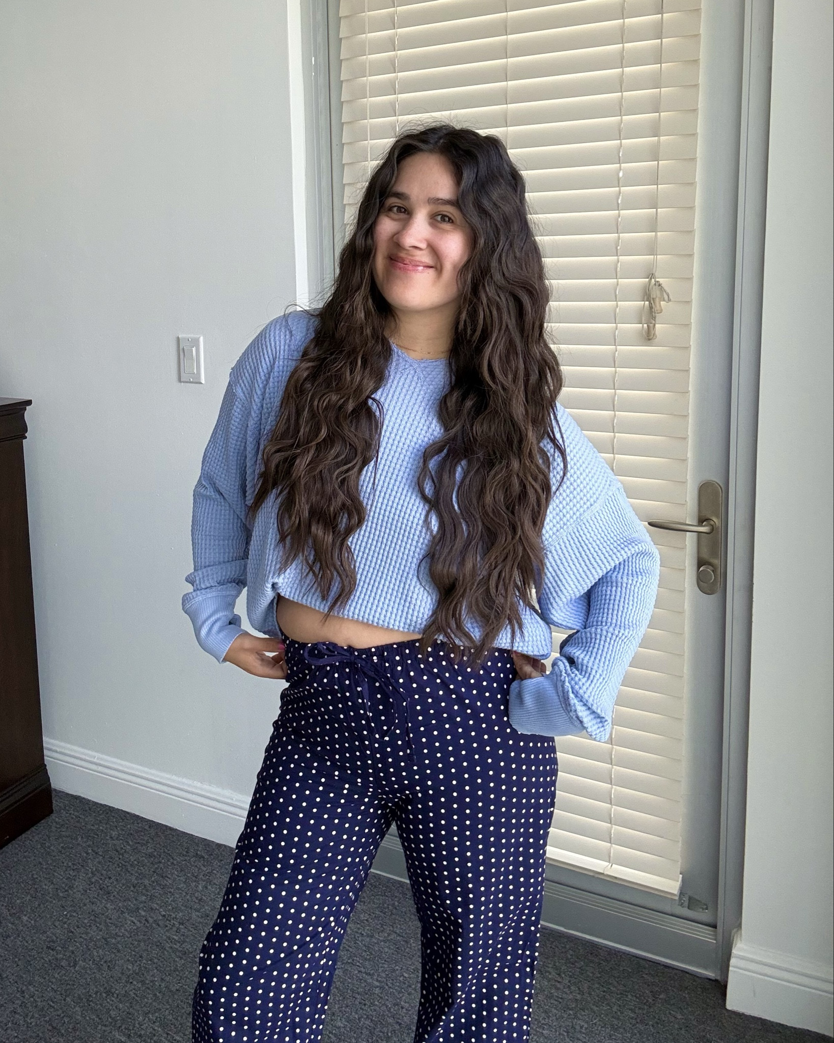 Polka dot pants outfit💙 

#LTKgrwm #LTKdayinmylife #LTKootd