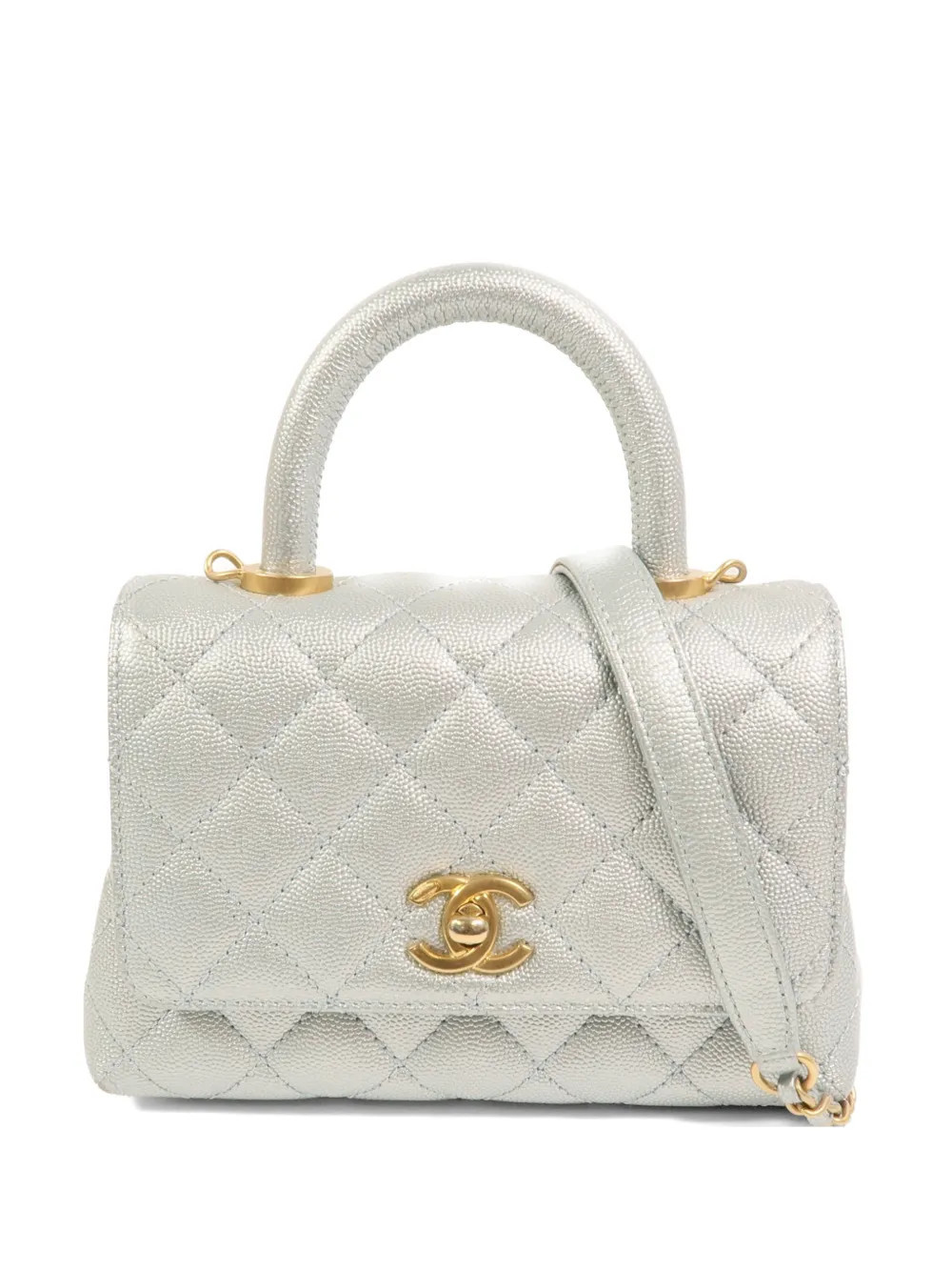CHANEL Pre-Owned mini Coco Handle tote bag - Blue | Farfetch Global