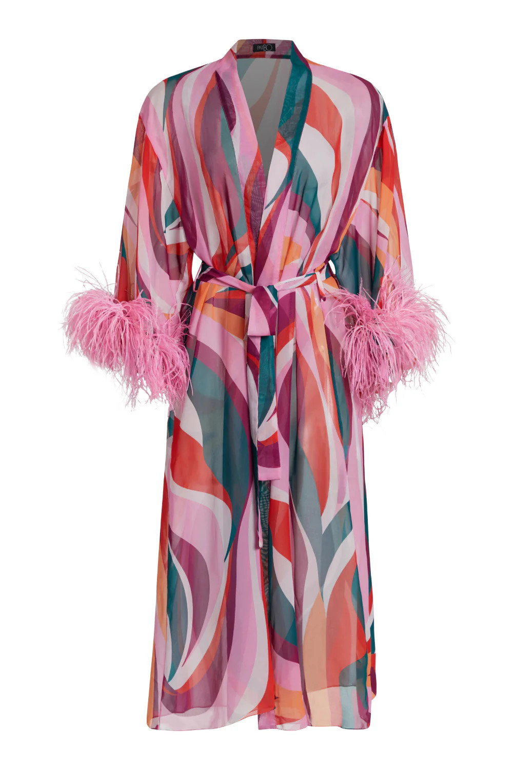 DELOS FEATHER TRIM KIMONO (FINAL SALE) | PatBO