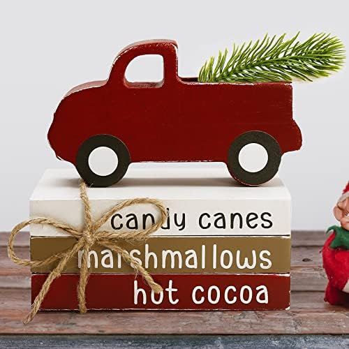 Christmas Decor - Christmas Decorations Indoor - 3 Faux Books Bundle with Twine & Red Truck with ... | Amazon (US)