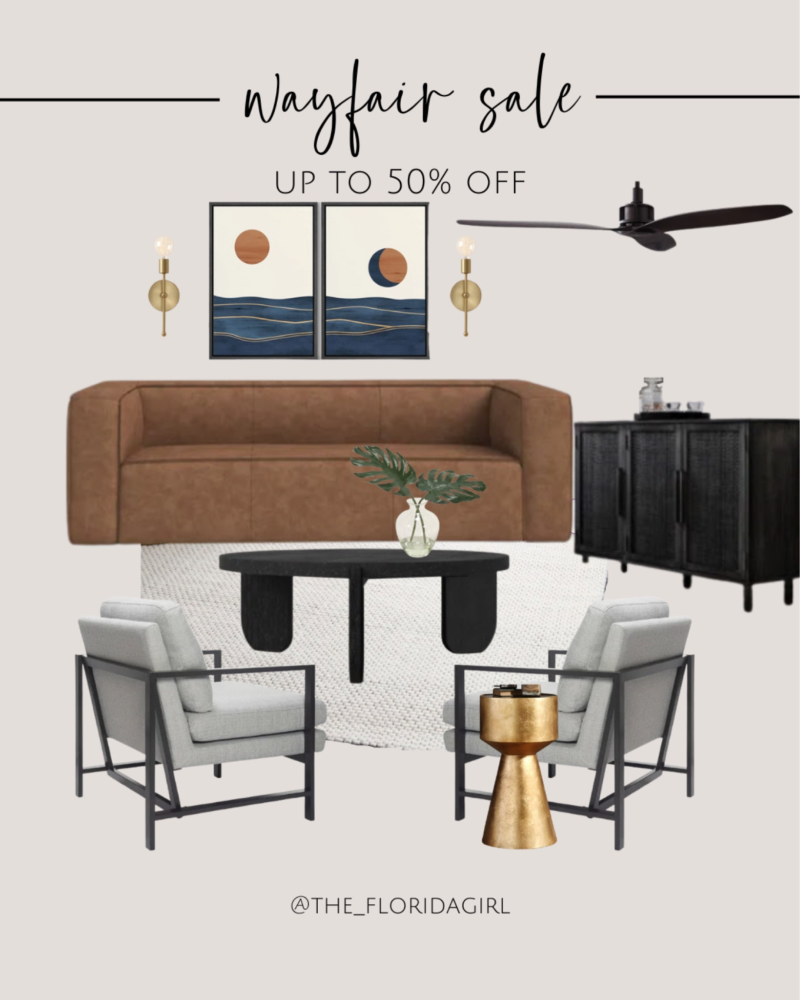Wayfair Sale Items #wayfair #sale #livingroom #leathersofa #chairs #home #homefinds #homedecor #furniture #wallart #ceilingfan #fan #sidetable #coffeetable #console #black #gold #woods #arearug #wayfairsale #savings

#LTKsalealert #LTKhome #LTKFind