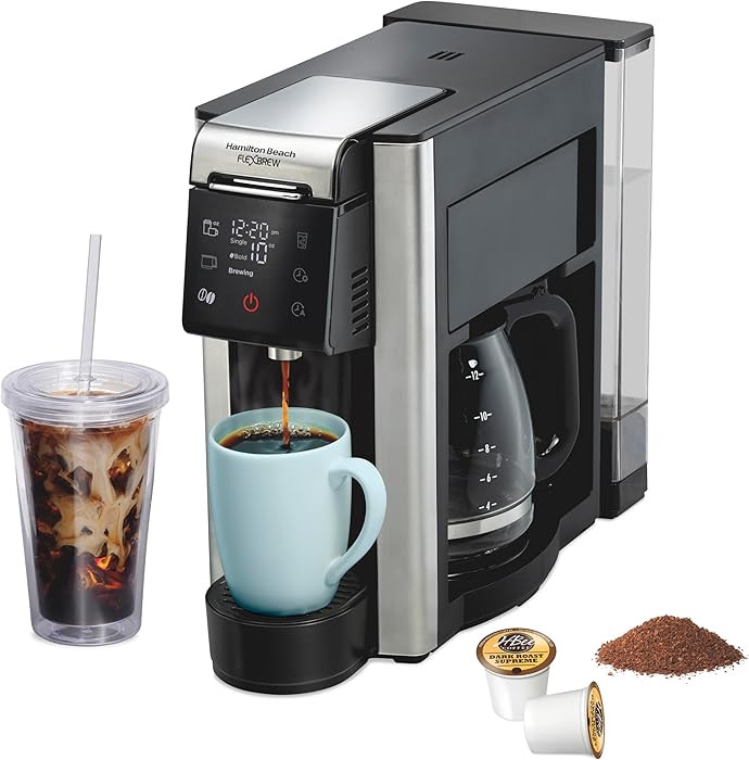 Hamilton Beach FlexBrew Advanced 5-in-1 Programmable 12 Cup Drip and Single Serve Hot & Iced Coff... | Amazon (US)