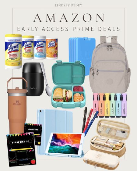 Amazon prime deals on back to school items! 

Sale, backpack, lunch box, BENTGO box, Lysol, water bottle Stanley, iPad, highlighters 

#LTKunder50 #LTKsalealert #LTKxPrimeDay
