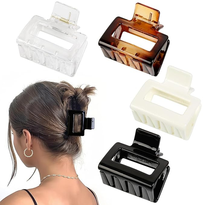4Pcs Hair Claw Clips 2" Small Hair Clips for Women Square Claw Clips for Thick Medium Thin Hair S... | Amazon (US)