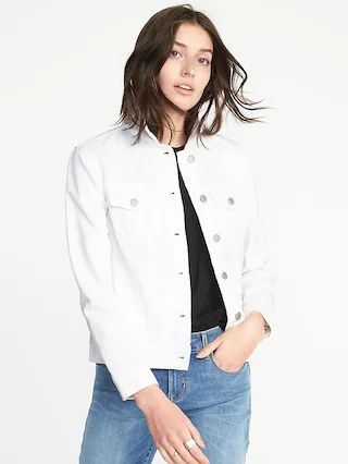 Old Navy Womens Clean-Slate White Denim Jacket For Women Bright White Size L | Old Navy US