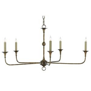Currey & Company Nottaway 5-light Wrought Iron Small Chandelier in Bronze | Homesquare