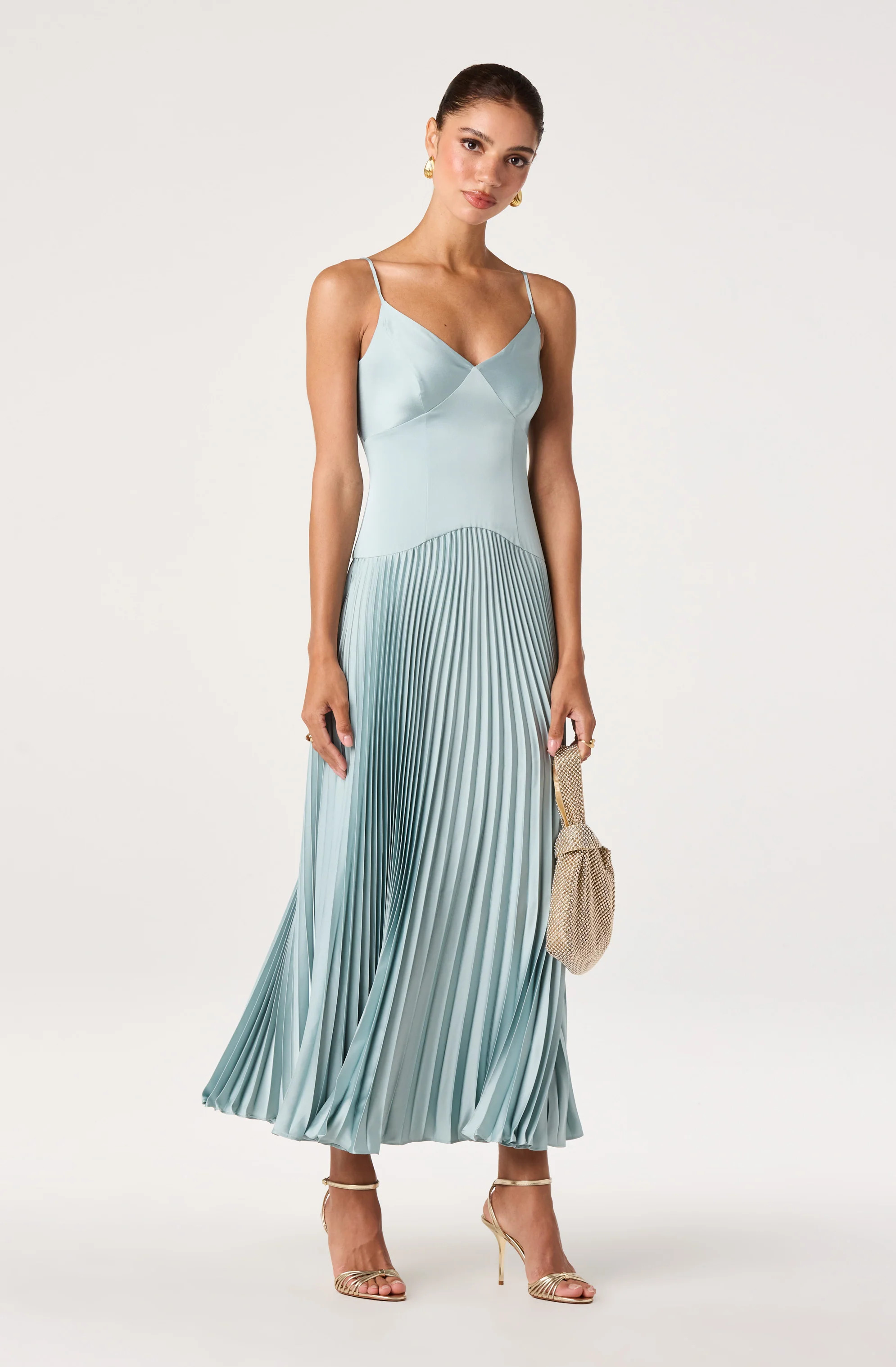 Pleated Drop Waist Maxi Dress - Seafoam / XS | ASTR The Label (US)