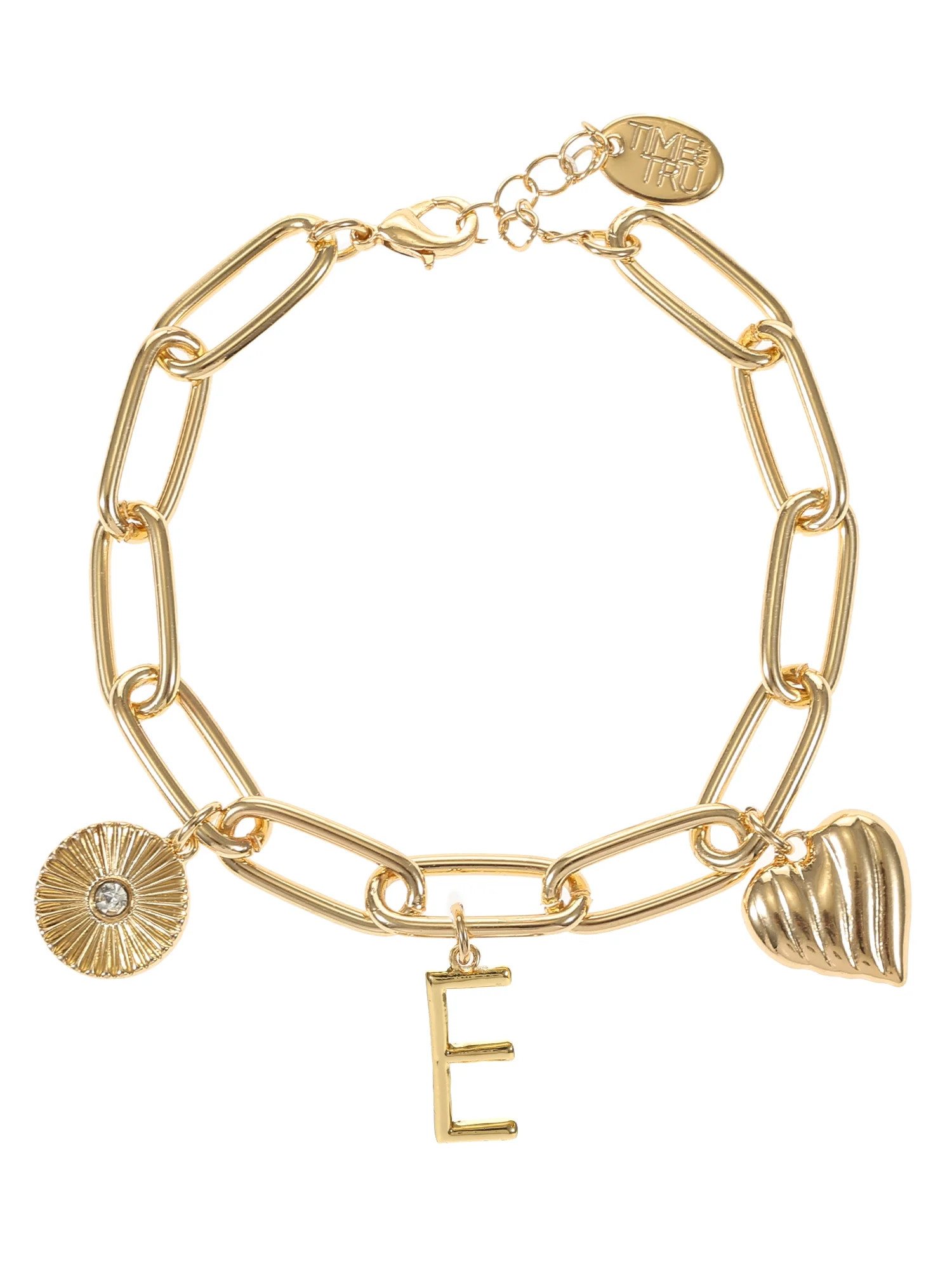 Time and Tru Goldtone Initial Charm Bracelet, Initial E | Walmart (US)