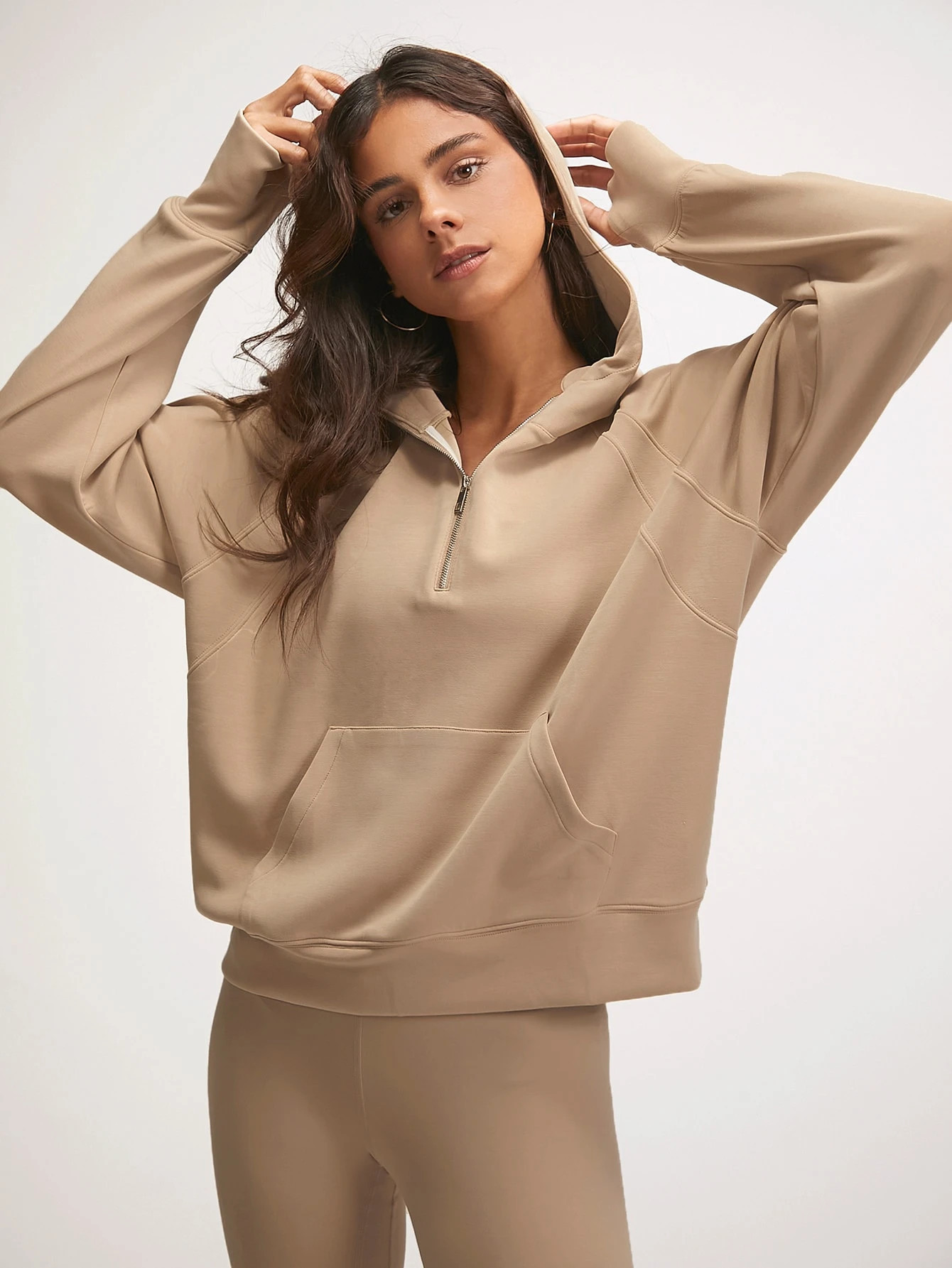 GLOWMODE Oversized Half-Zip Modal Hoodie | SHEIN