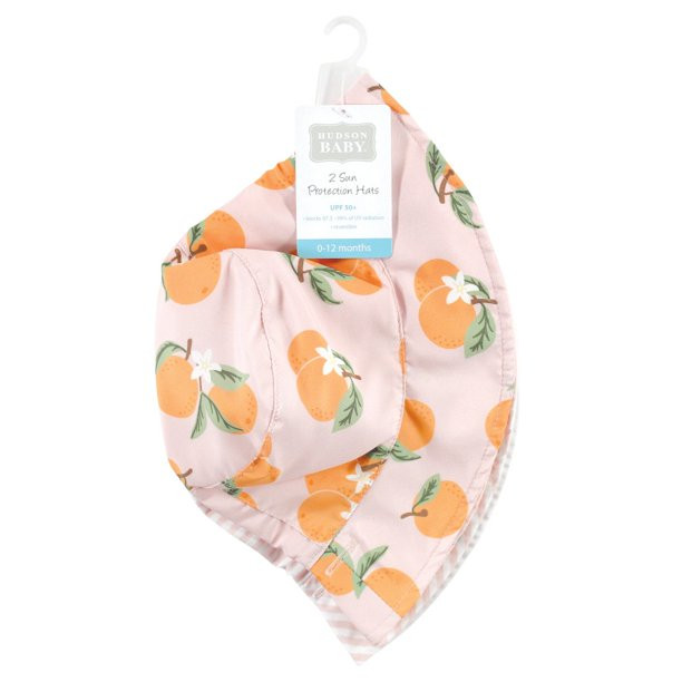 Hudson Baby Infant Girl Sun Protection Hat, Oranges Stripe, 0-12 Months | Walmart (US)