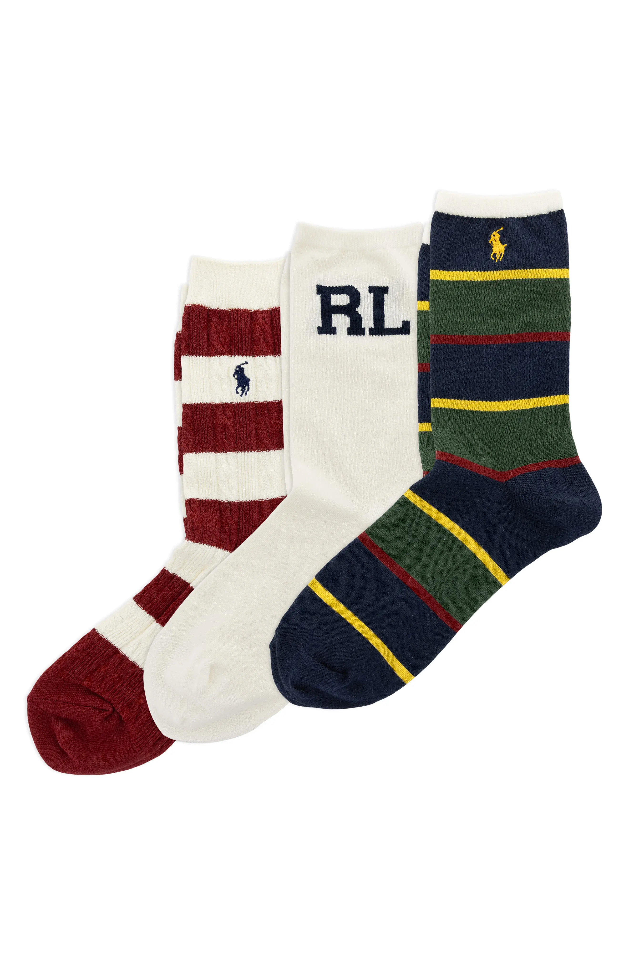 Assorted 3-Pack Preppy Crew Socks (Women) | Nordstrom | Nordstrom