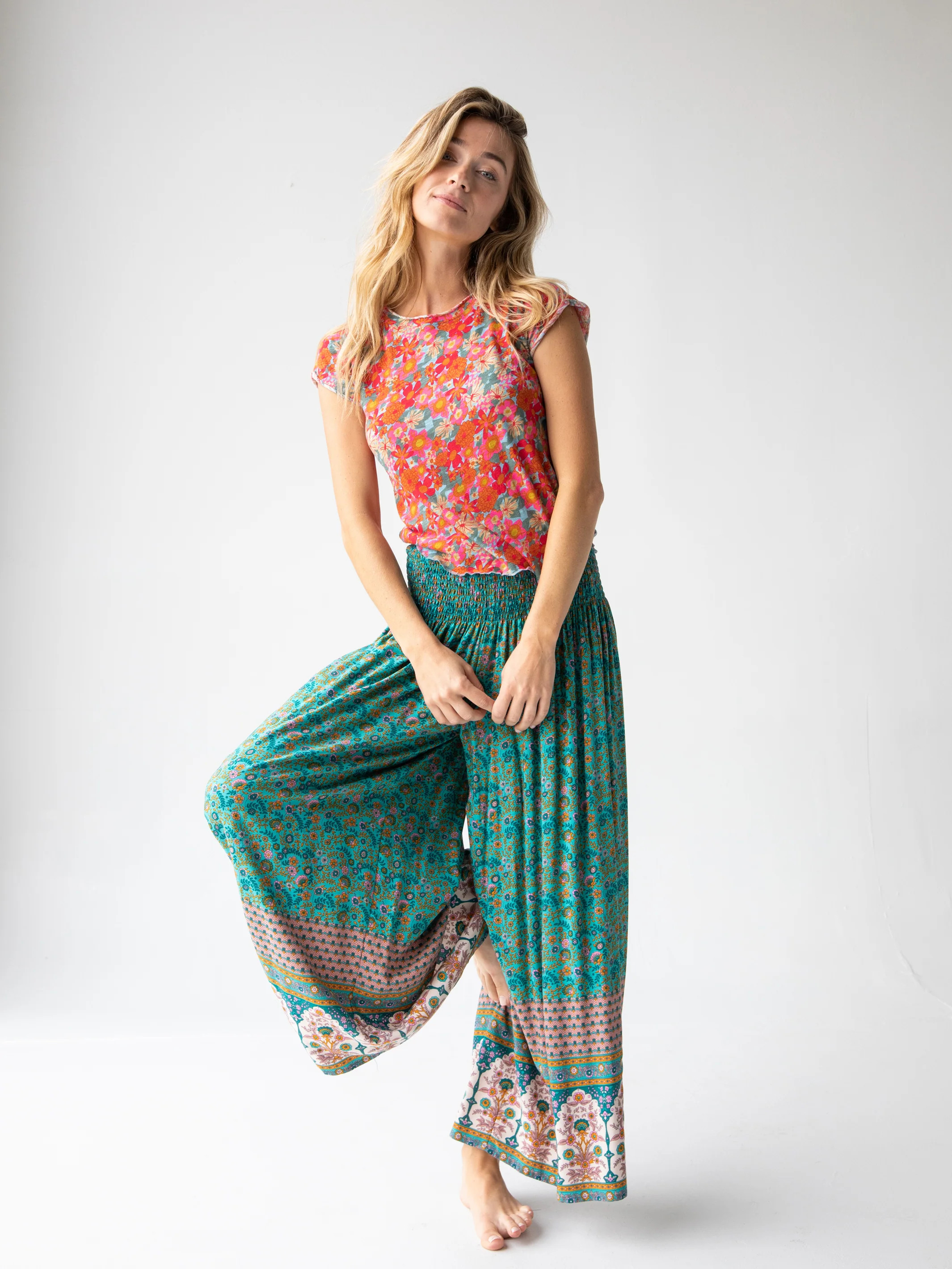 Make A Move Wide-Leg Palazzo Pant - Camel Border | Natural Life