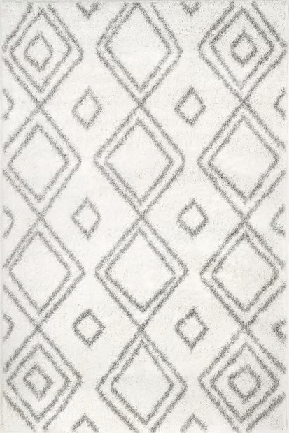 White Double Diamond Shag Area Rug | Rugs USA