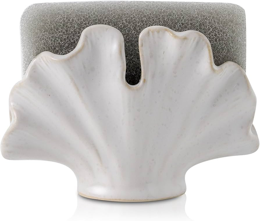 Uiddo Ceramic Sponge Holder,Sponge Holder for Kitchen Sink,Compact Sink Caddy Organizer-Scouring ... | Amazon (US)
