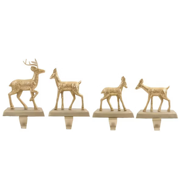 4pk Metal Deer Christmas Stocking Holder Brushed Brass - Wondershop™ | Target