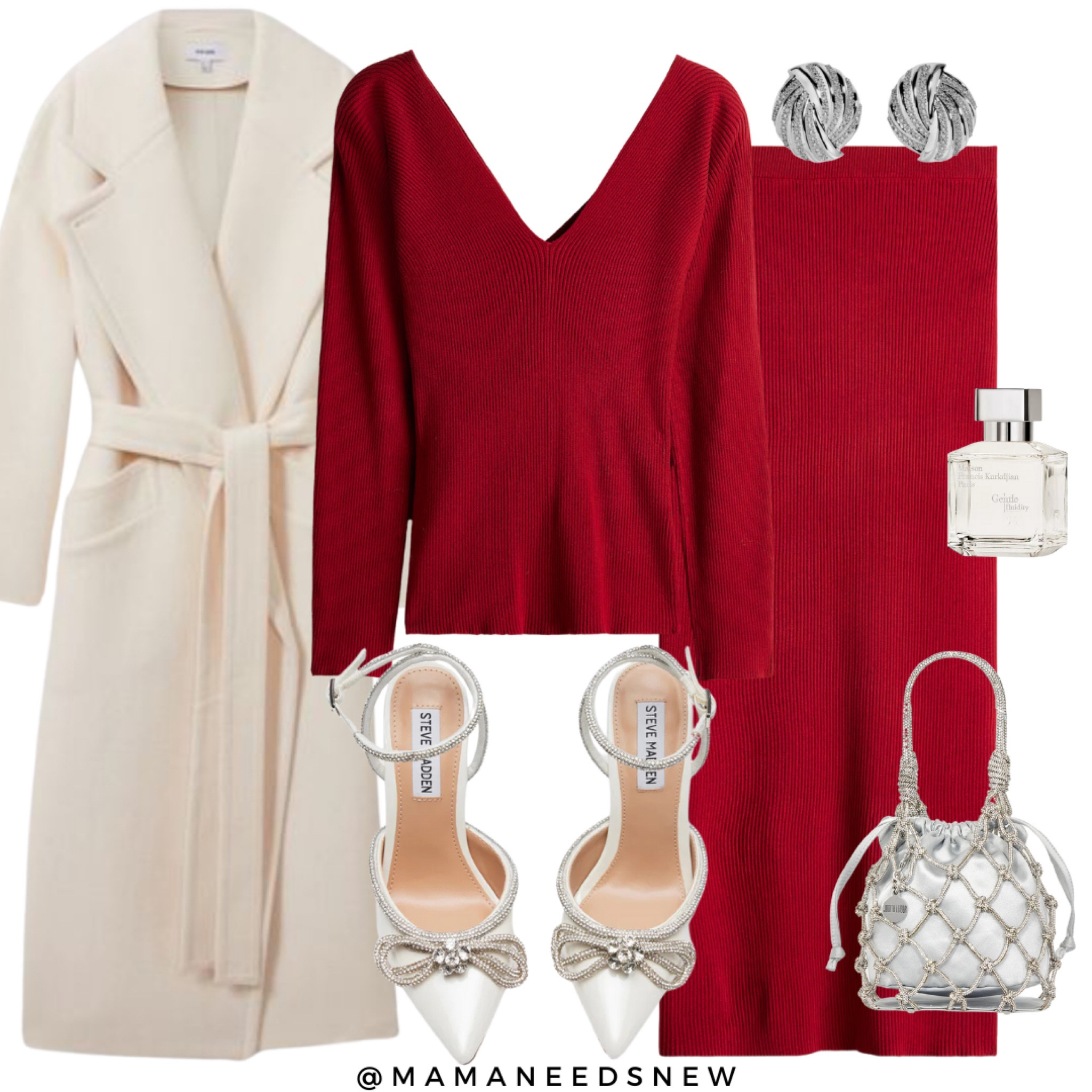 A holiday outfit with a matching skirt set, belted wrap coat, bow heels, top handle bag ❤️

#LTKSaleAlert #LTKHoliday #LTKParties