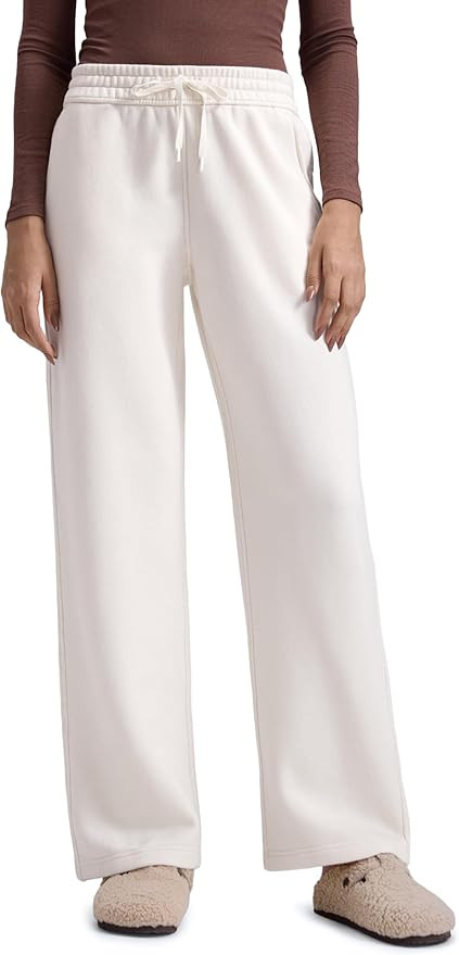 CRZ YOGA Cotton Fleece Lined Sweatpants Women 28"/30"/32" - Straight Leg Casual Lounge Pants with... | Amazon (US)