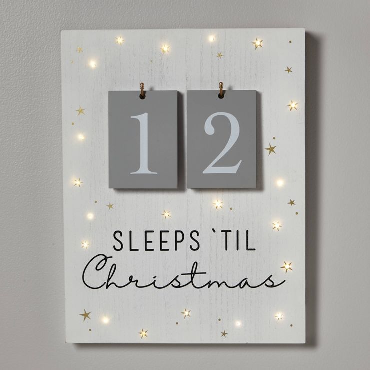 19" Battery Operated Lit 'Sleeps 'til Christmas' Wood Countdown Sign Cream - Wondershop™ | Target
