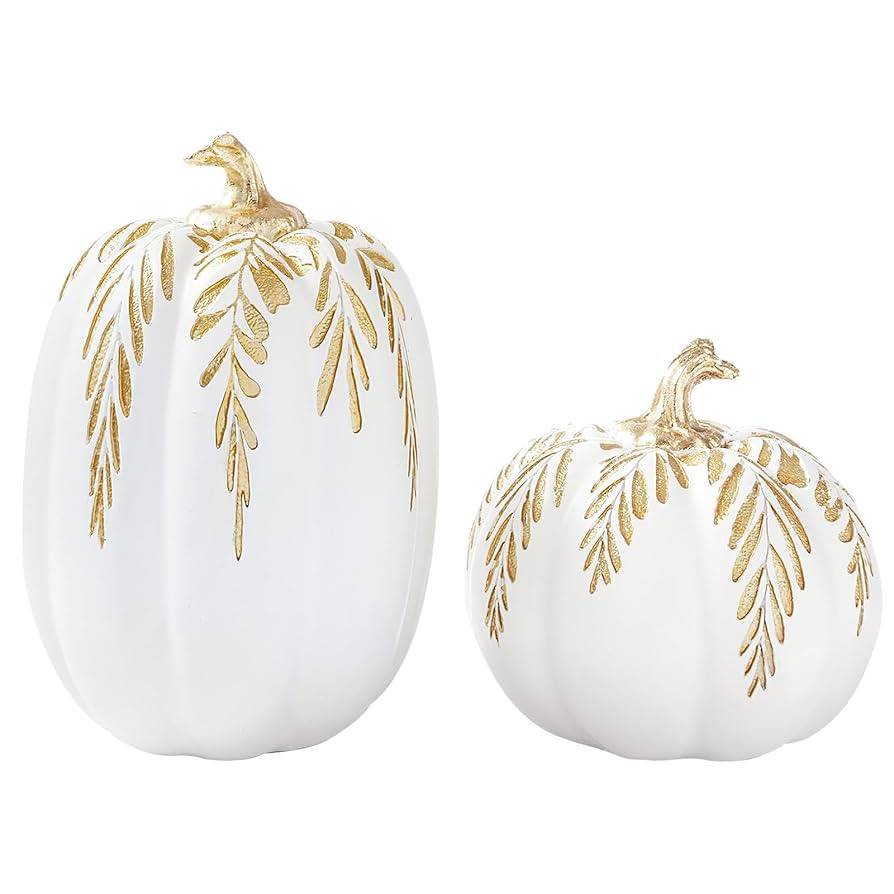 DN DECONATION Set of 2 Fall Pumpkin Decorations for Home, Small Artificial Pumpkins for Tabletop ... | Amazon (US)