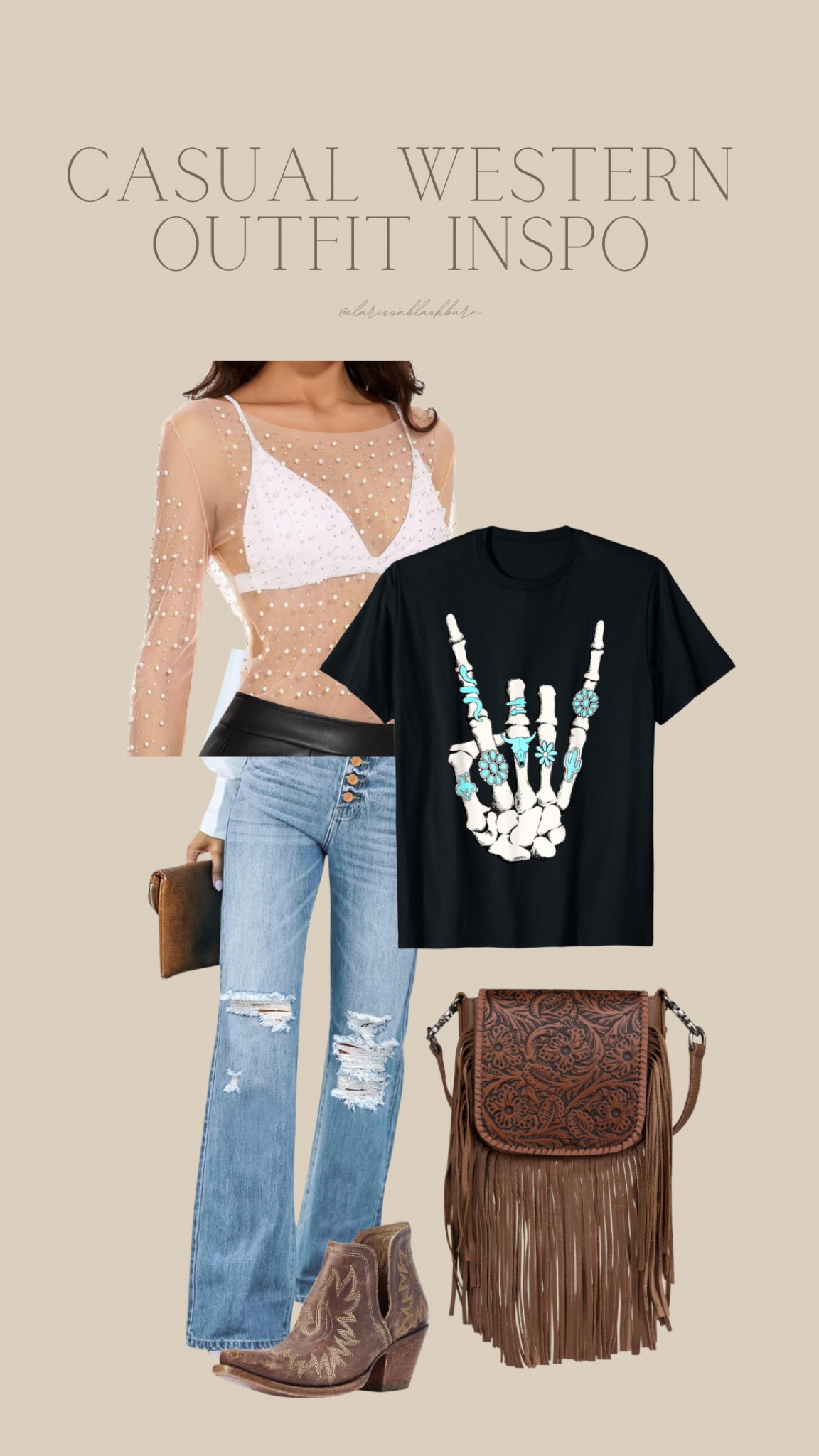 western outfit inspo — maybe to a concert? dinner date? casual shopping trip? This outfit is SO universal! Pair it with a BUNCH of turquoise necklaces to add some layer to bring it to the next level! #westernwear 

#LTKfindsunder50 #LTKstyletip #LTKmidsize