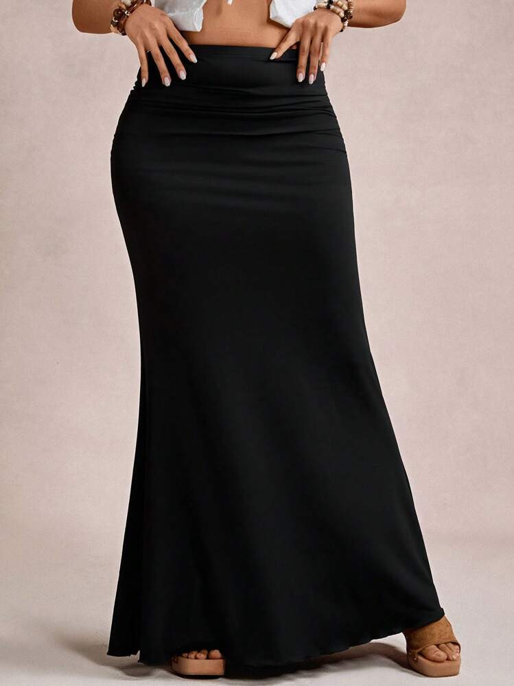 Plus black maxi skirt | SHEIN