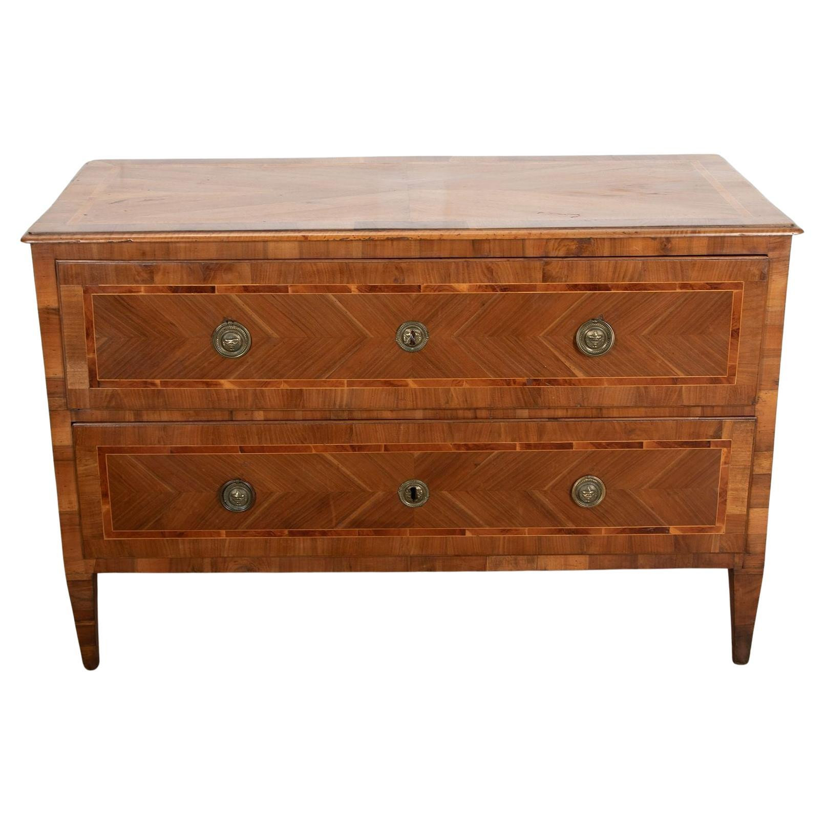 19th Century Italian Two Drawer Inlaid Commode | 1stDibs