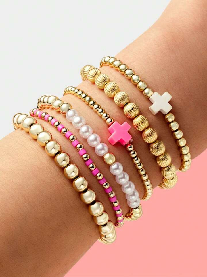 6 Pc/Sets Bohemian Style Beaded Bracelets For Women Non Tarnish Gold Bracelet Stack Jewelry Sets ... | SHEIN