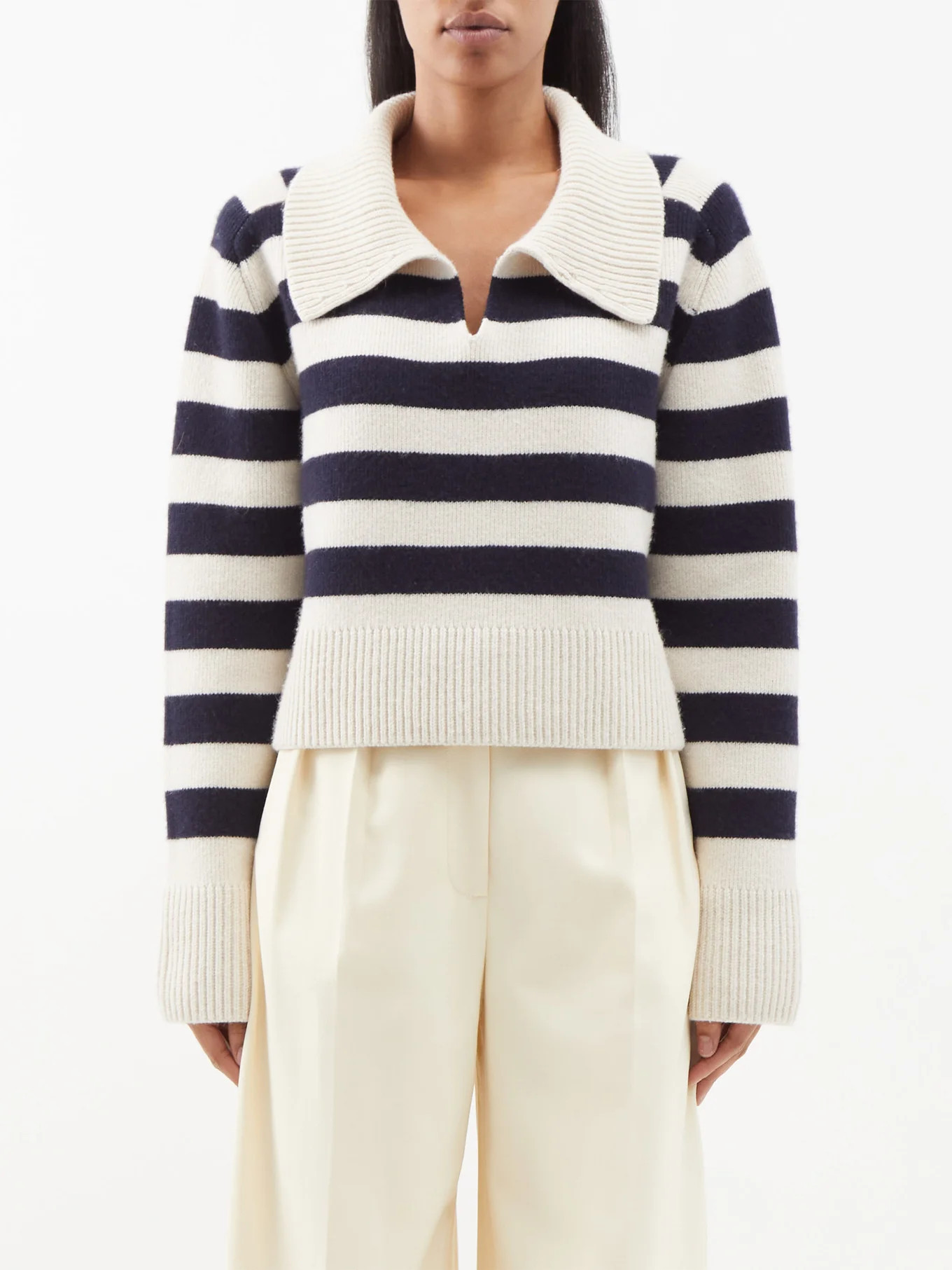 Franklin striped cropped cashmere sweater | Khaite | Matches (US)