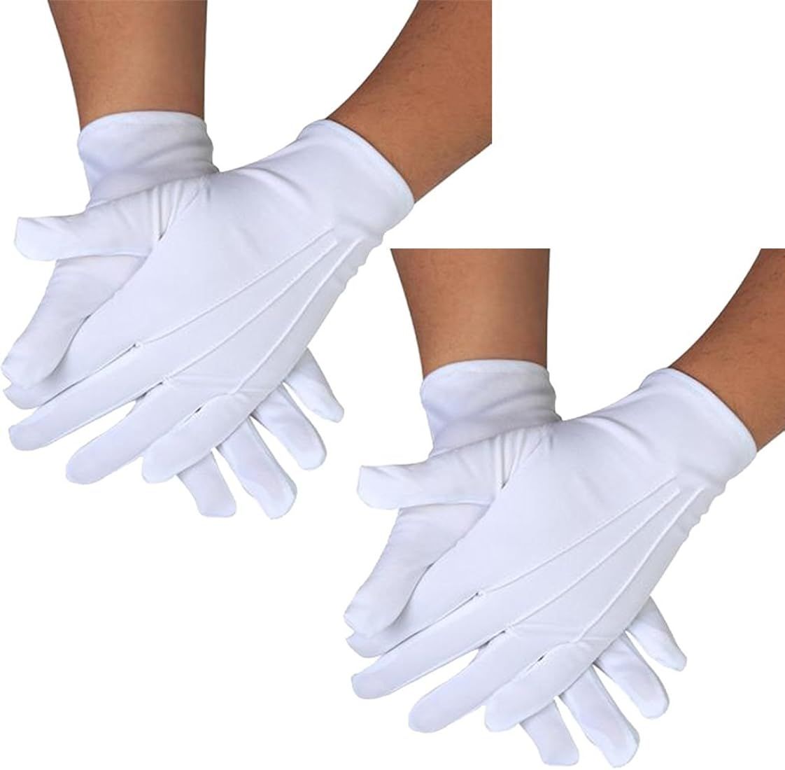 DreamHigh DH 2 Pairs White Cotton/Nylon Marching Gloves, Formal Tuxedo Honor Guard Parade Gloves | Amazon (US)