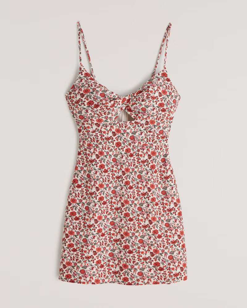Twist-Front Cutout Mini Dress | Abercrombie & Fitch (US)