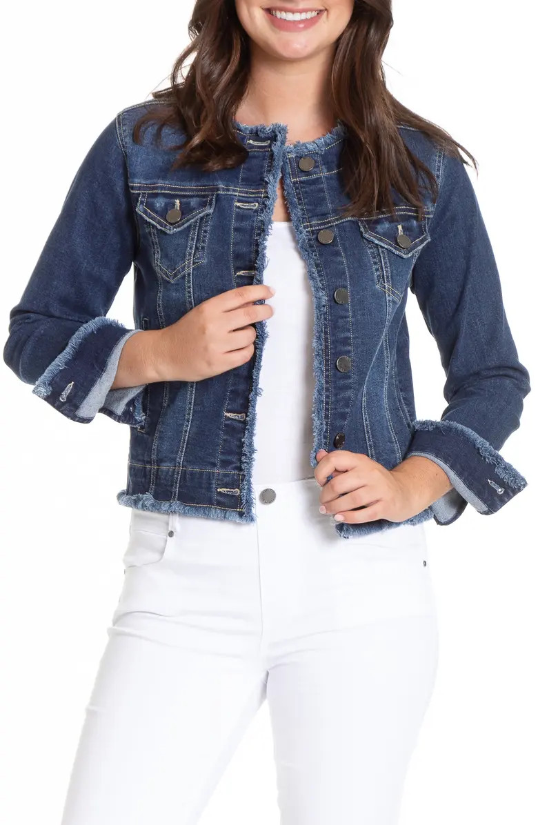 Frayed Collarless Denim Jacket | Nordstrom
