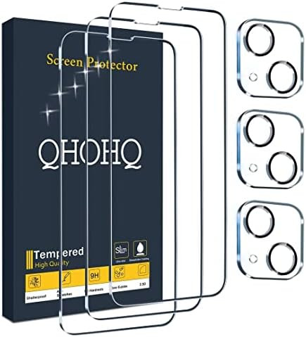 QHOHQ 3 Pack Screen Protector Designed for iPhone 13 6.1 Inch with 3 Packs Camera Lens Protector, Ul | Amazon (US)