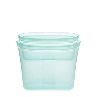 Reusable Silicone 2-Piece Bag Set - Sandwich 24 oz., Snack 4 oz. Zippered Storage Containers in Teal | The Home Depot