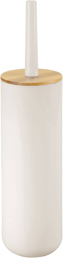 mDesign Plastic Toilet Bowl Brush/Bamboo Lid Cover - 2 Piece Set; Bathroom Storage Organizer Hold... | Amazon (US)