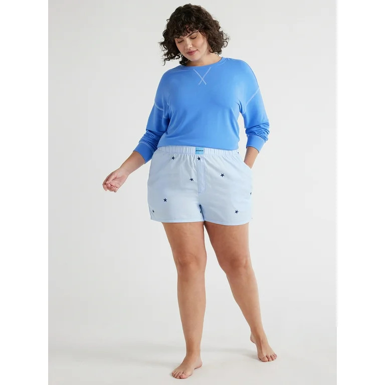 Joyspun Women's Woven Pajama Boxer Shorts, Sizes XS to 3X | Walmart (US)