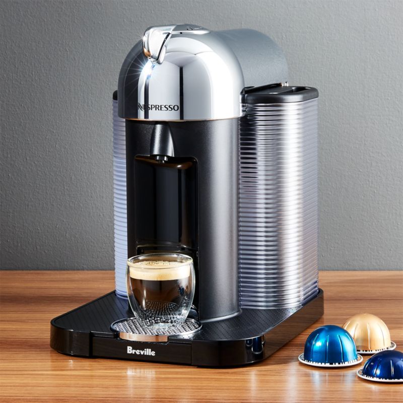 Nespresso by Breville Vertuo Chrome Coffee Espresso Machine Maker + Reviews | Crate & Barrel | Crate & Barrel