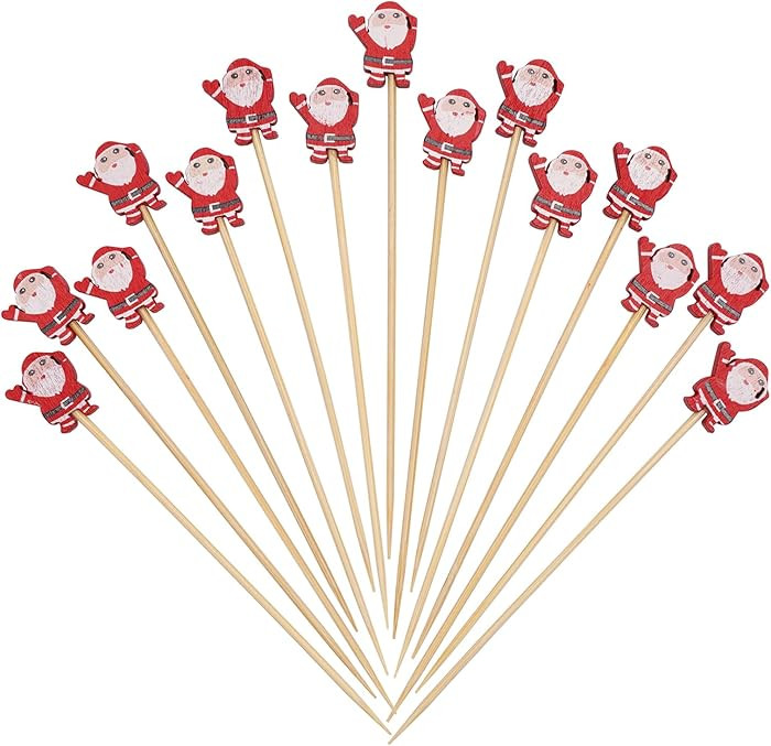 Minisland Red Christmas Santa Claus Cocktail Picks, 5 Inch Long Bamboo Fancy Toothpicks for Appet... | Amazon (US)