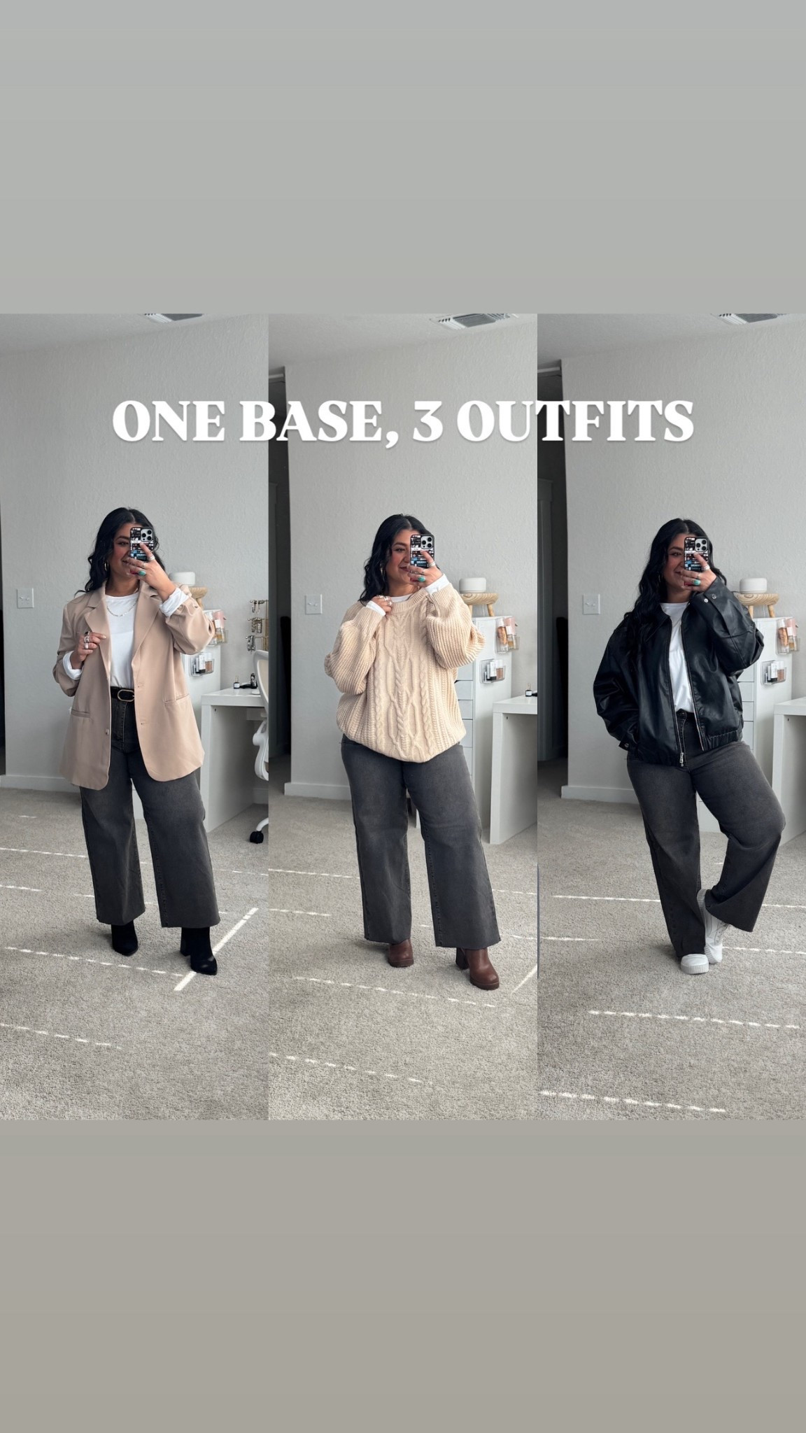 I’m 5’1”, size 12 // wearing a 12 in the jeans, lots of stretch // large in the white tee, true to size and the most perfect basic! // sized up to an XL in the jackets and sweater for a more oversized fit. // all shoes are true to size 

#LTKootd #LTKMidsize #LTKPetite