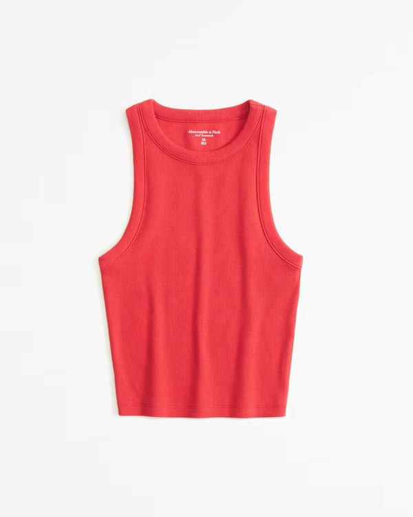 Essential Cropped High-Neck Rib Tank | Abercrombie & Fitch (US)
