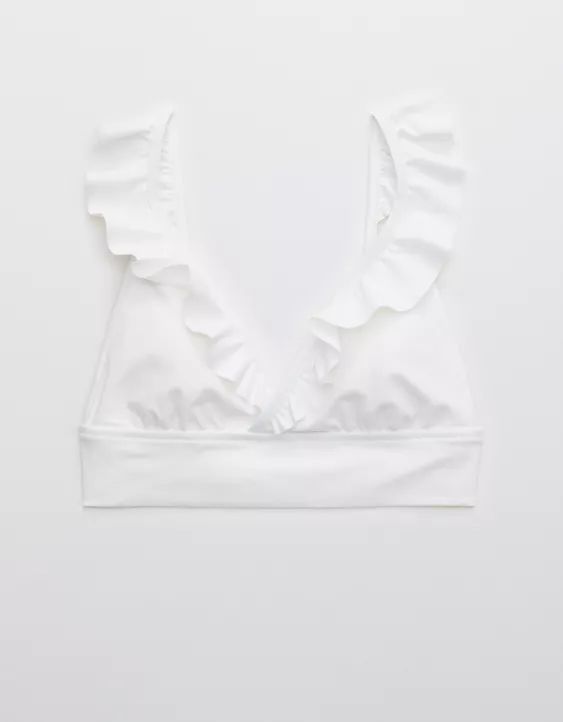 Aerie Ruffle Longline Triangle Bikini Top | American Eagle Outfitters (US & CA)