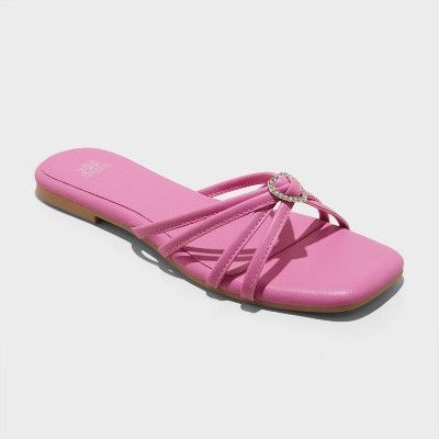 Women's Tanya Strappy Heart Slide Sandals - Wild Fable™ Pink 5.5 | Target
