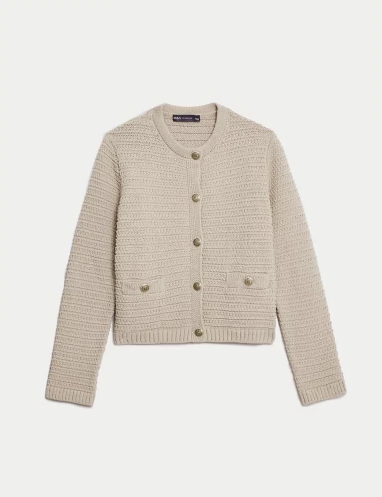 Cotton Blend Textured Knitted Jacket | Marks & Spencer (UK)