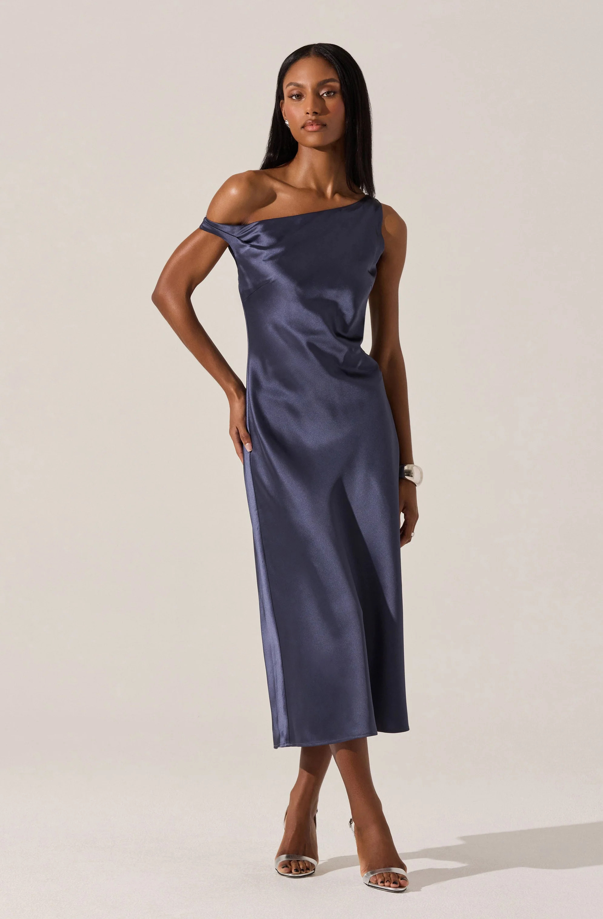 Elain Satin Off Shoulder Midi Dress | ASTR The Label (US)