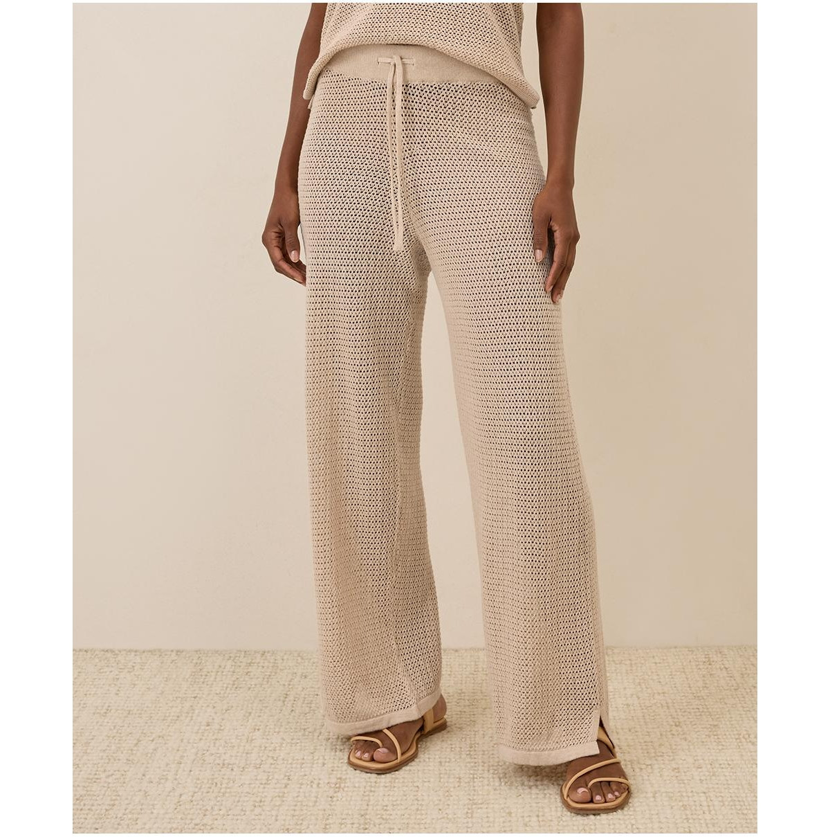 Pact Women's Beachside Crochet Knit Pant - Sandshell | Macy's