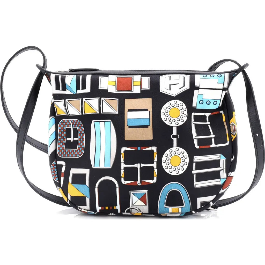 Pre-Owned Hermes Sursoie To Go Pouch Printed Silk and Leather in Noir at Nordstrom, Size X-Small | Nordstrom